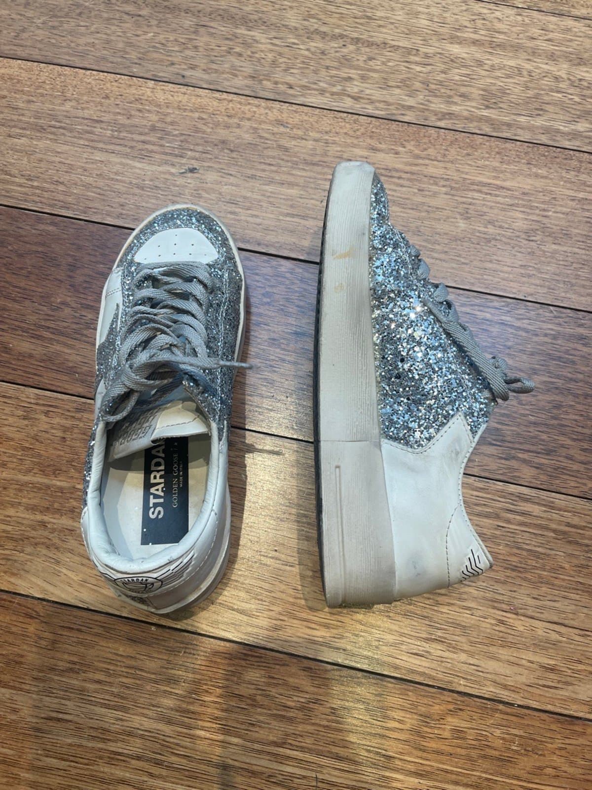Leather, Unknown Silver Sneakers