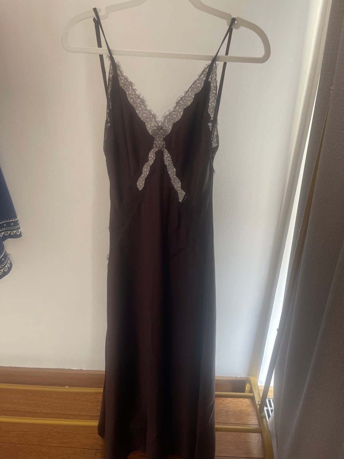 Jet-black Spring Casual Slip-dress