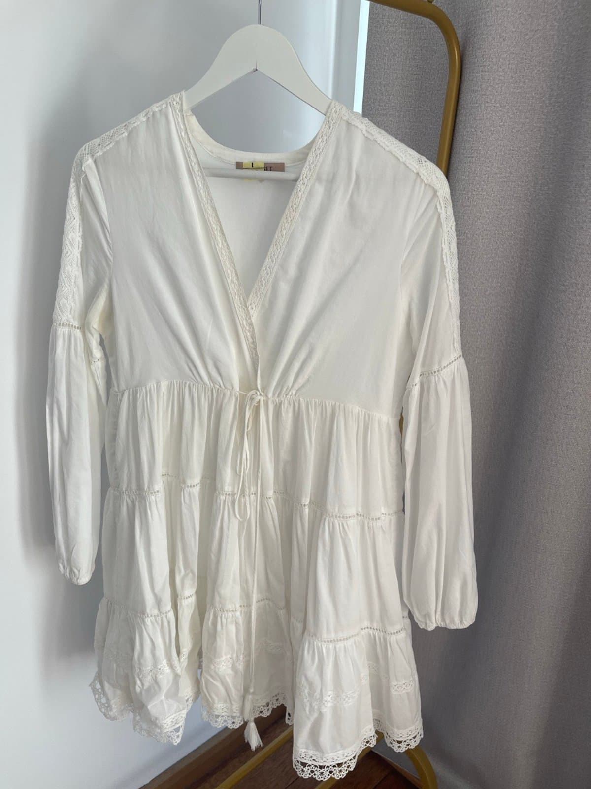 Viscose,Lace Off-White Sundress