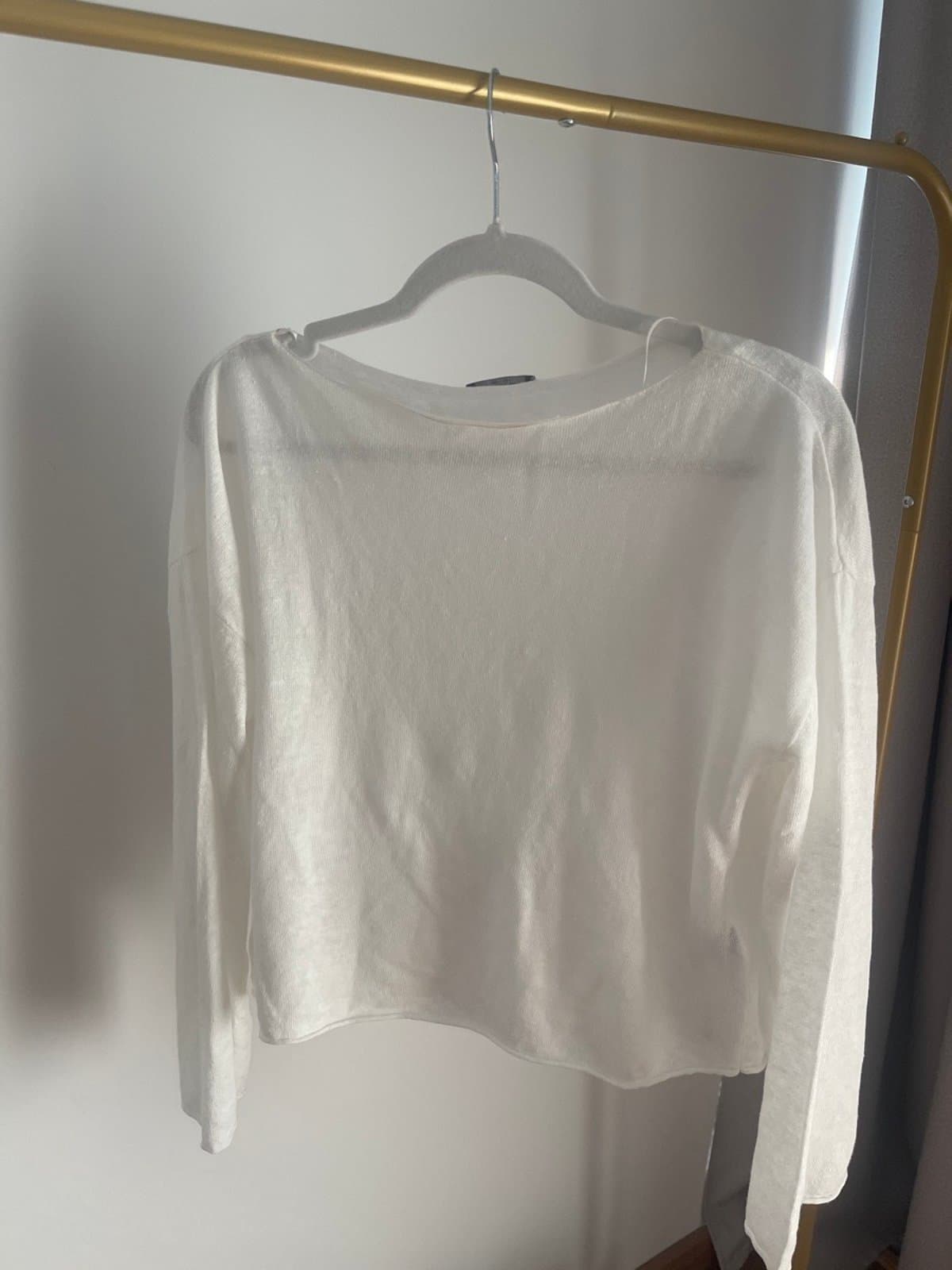 Fine-Knit Chalk-White Sweater