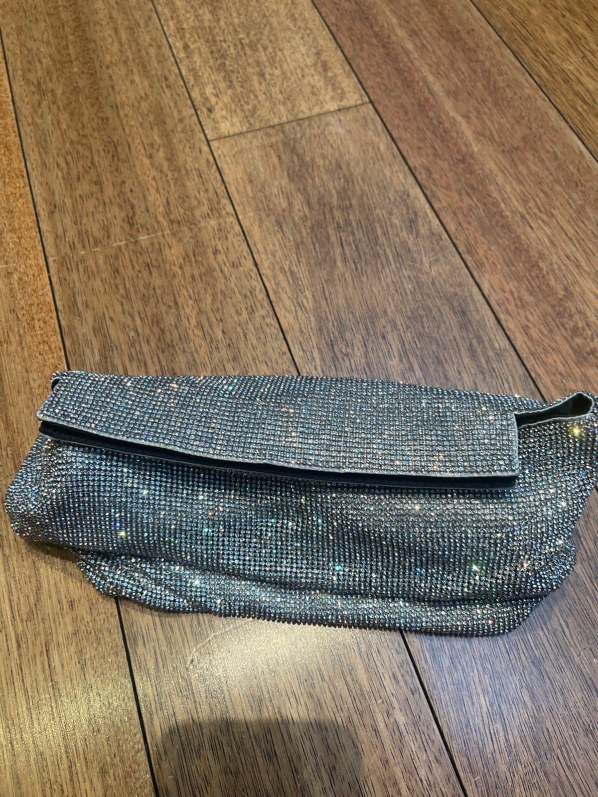 Fabric Gunmetal-Silver Clutch